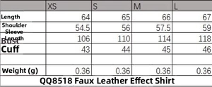 Tableau des tailles détaillé pour ensemble chemise et pantalon en suédine pour femme