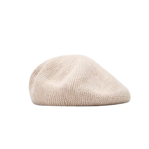 Béret en grosse maille beige avec paillettes subtiles pour femmes mode automne-hiver