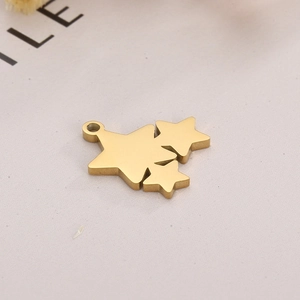 Minimalist gold stainless steel pendant featuring three stars on a textured background