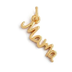 Detailed view of Mama gold pendant dimensions 20x20mm for DIY jewelry making