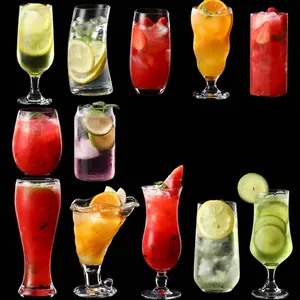 Creative Glass Cups Lead-Free Transparent Juice Cocktail Beer Glassware For Bar Party Home Use High Capacity Thickened Base