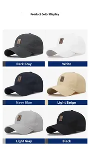 Detailed grid of quick-dry baseball caps in six colors with laser-cut side vents