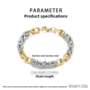 Spécifications détaillées de la taille du bracelet à maillons épais en acier doré 18K