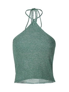 Πράσινο πλεκτό halter top με λάμψη, εξώπλατο σχέδιο και στενή εφαρμογή για γυναίκες