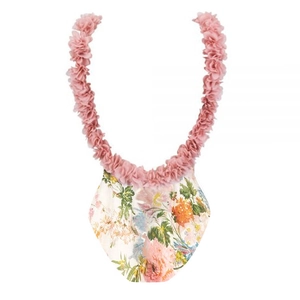 Maillot de bain floral une pièce avec appliques de fleurs 3D roses faites à la main