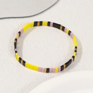 Bohemian Tila Bead Bracelet Handmade Colorful Enamel Glass Tile Elastic Stretch Wristband Fashion Jewelry Gift