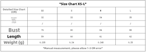 Size chart showing XS to L measurements for sleeveless corduroy vest and mini skirt set