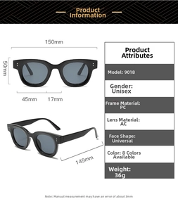Detailed size chart for retro oval sunglasses showing dimensions and technical specs