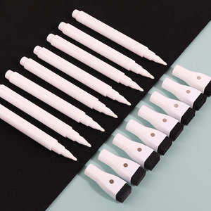 Magnetic white liquid chalk markers with eraser tips for LED boards and blackboards