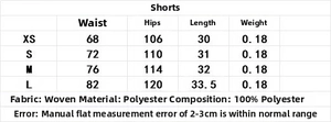 Größentabelle für V-Ausschnitt Spitze Kurzarm T-Shirt und Shorts Set mit Maßangaben