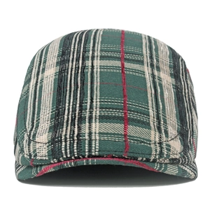 Béret classique pour homme à carreaux vert et blanc avec doublure polaire chaude