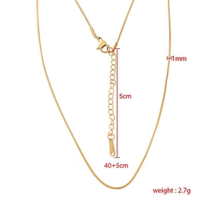 Golden 1mm stainless steel snake chain necklace with lobster clasp and 5cm extender