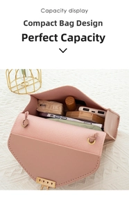 Pink crossbody bag interior capacity display showing phone and daily essentials