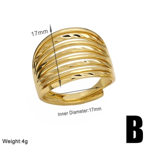 Detail view of gold open ring with 17mm inner diameter and multilayer hollow design
