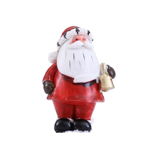 Nordic resin Santa Claus figurine with red coat and gold bell for Christmas table decor