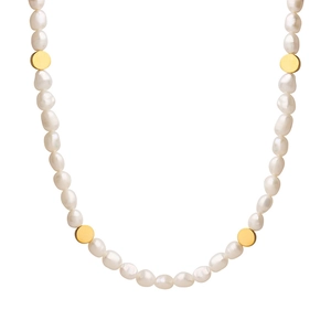 Baroque freshwater pearl necklace with gold bead accents for a French vintage aesthetic