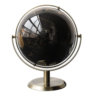 Globe décoratif moderne noir et or avec socle en métal rotatif pour bureau chic