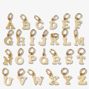 Set of 26 golden stainless steel letter pendants A-Z for personalized jewelry making