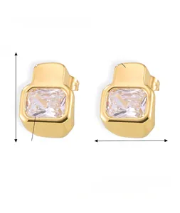 Detail showing dimensions and 18K gold plated copper earrings with Czech diamonds