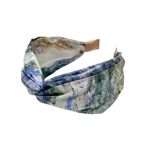 Serre-tête en satin style peinture de Monet avec motif marbré vintage