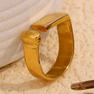 Minimalist 18K gold-plated stainless steel open ring with geometric asymmetric design