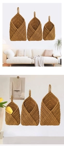 Ensemble de trois paniers muraux en corde de coton de tailles variées pour le rangement