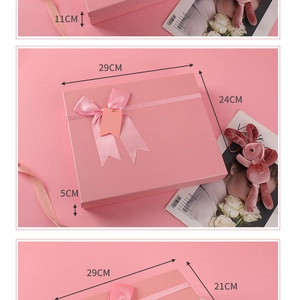 Pink gift boxes in various dimensions with ribbons for weddings and birthdays