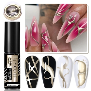 Champagne gold line gel nail polish for creative art with 5ml UV/LED cured finish