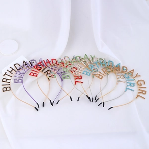 Sparkling rhinestone Birthday Girl tiaras in various colors for party hair accessories