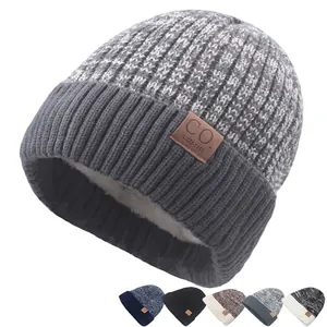Warme gebreide muts met fleecevoering voor heren en dames met zachte imitatie wol