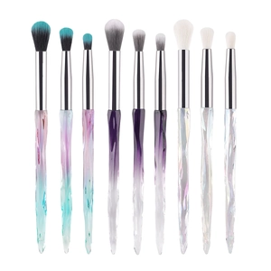 Set de 9 brochas de maquillaje para ojos con mangos de cristal y cerdas sintéticas