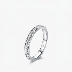 Moissanite Eternity Ring S925 Sterling Silver Baguette Cut D Color VVS1 Luxury Minimalist Wedding Band For Women