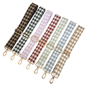 Bandoulières réglables à motif pied-de-poule avec boucles dorées en plusieurs couleurs