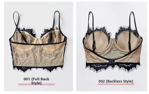Detailed comparison of thin black eyelash lace bras with backless and pullover designs