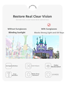 Polarized kids heart sunglasses detail showing HD lens, UV400 protection and anti-glare effects
