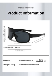 One-piece large frame cycling sunglasses, outdoor sports windproof UV protection running glasses.