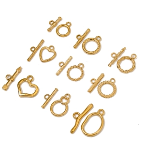 Various 18k gold plated stainless steel OT toggles and clasps for DIY jewelry making