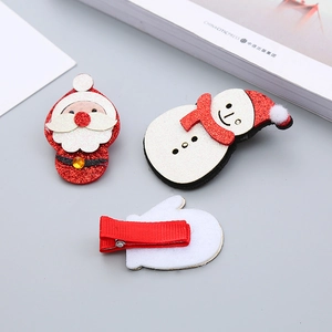 Barrettes de Noël scintillantes avec motifs Père Noël et bonhomme de neige pour filles