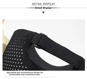Detail of breathable mesh fabric and adjustable drawstring buckle on black sports cap