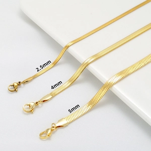 Collares de cadena de serpiente de acero dorado en anchos de 2,5 mm, 4 mm y 5 mm