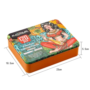 120-color professional oily colored pencil set in artistic metal tin with dimensions