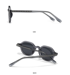 Detailed side and back view of polarized sunglasses with metal core inside temple