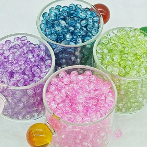 Colorful 6mm crackle glass beads in pink, purple, blue, and green for DIY jewelry making