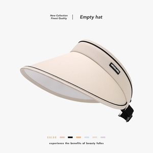 Sun Visor Hat Women UV Protection Wide Brim Breathable Summer Beach Outdoor Empty Top Adjustable Cap Windproof Rope