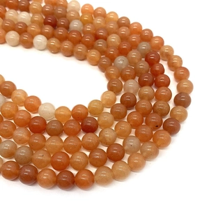 Natural Red Aventurine round beads for DIY jewelry making in mixed orange and brown tones