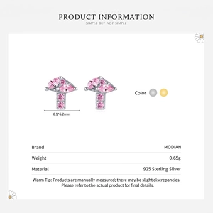 Cute s925 sterling silver mushroom studs with pink quartz zircons for women