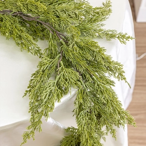 Lush green artificial cypress garland for staircase and holiday decoration