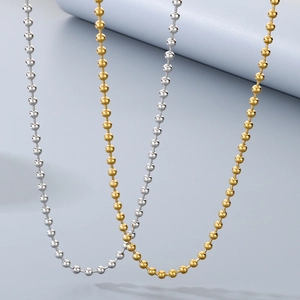 Colliers à billes en acier inoxydable poli, finitions or et argent, style mixte élégant