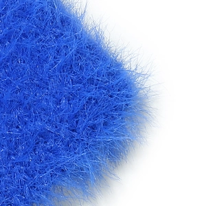Macro shot of deep blue faux fur texture with dense long fibers for winter hat