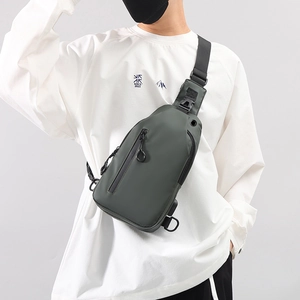 Mens dark green large capacity crossbody chest bag for outdoor sports and commute